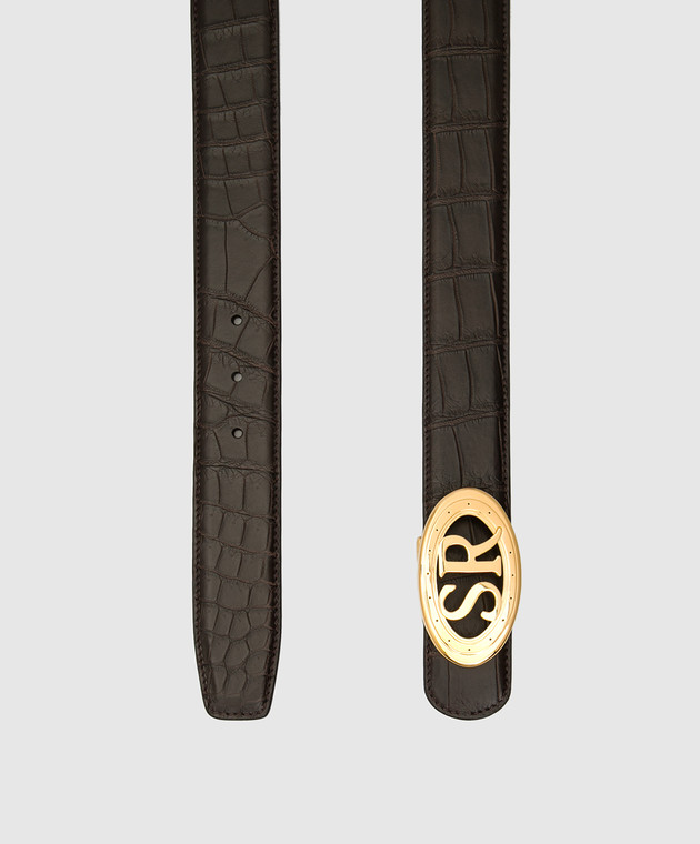 Stefano Ricci Темно-коричневый ремень ручной работы из крокодиловой кожи N381CSC169O изображение 3