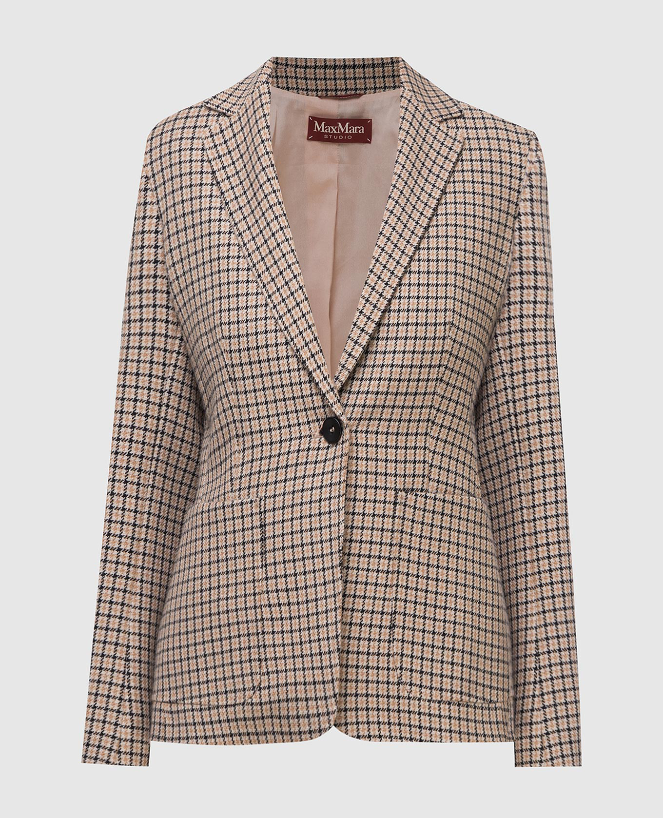 

Бежевый жакет Matassa из вирджинской шерсти в клетку Max Mara, Жакеты