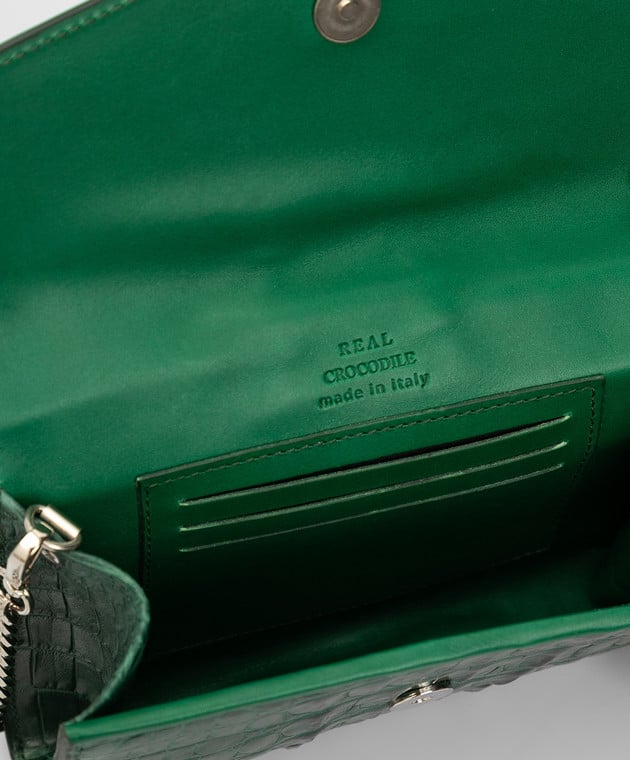 Bochicchio Зеленая сумка из кожи крокодила CROCOCLUTCH069 изображение 4