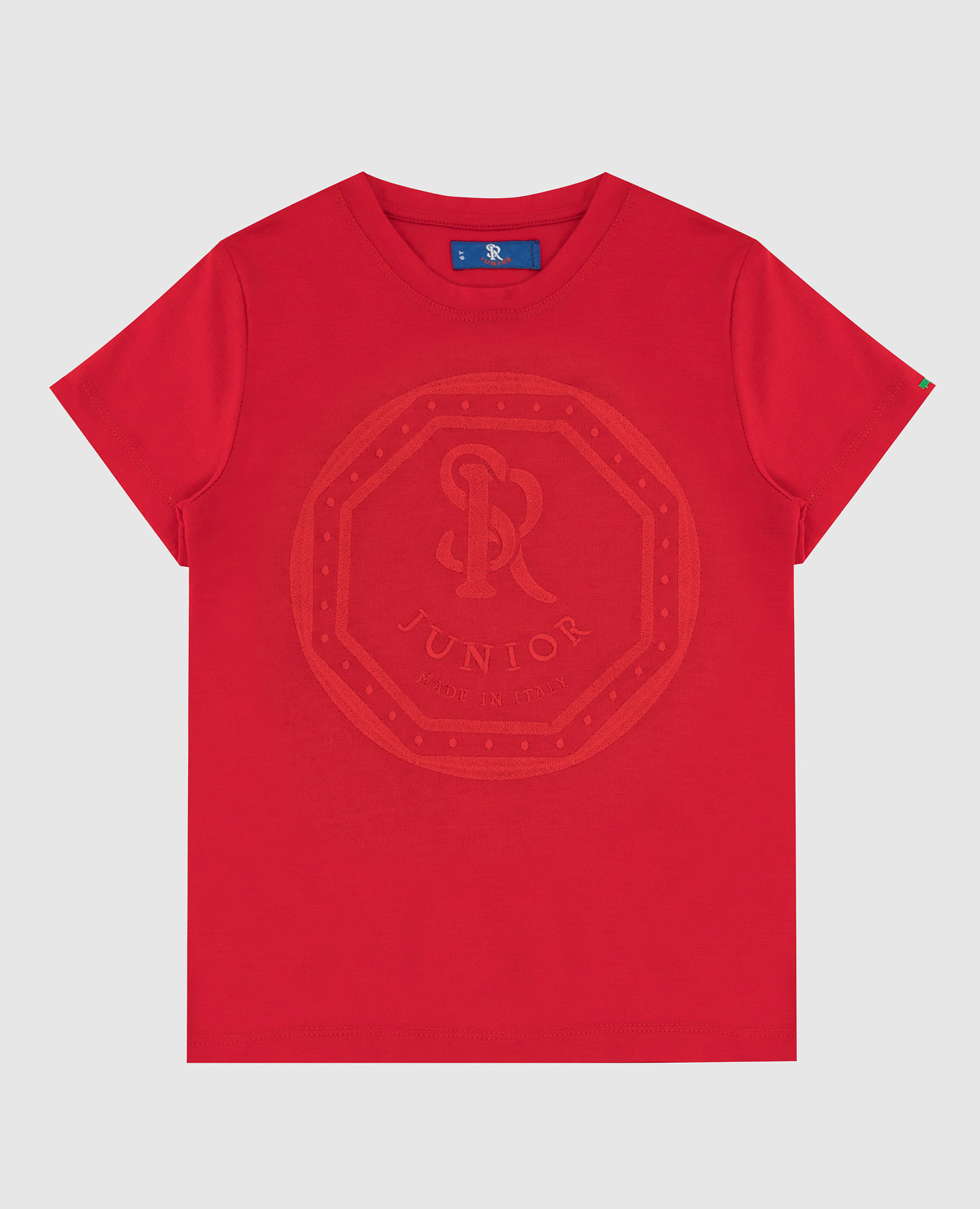 Детская красная футболка с вышивкой эмблемы