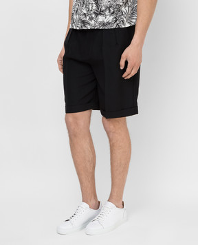 Saint Laurent Черные шорты из шерсти и мохера 638543Y1C46