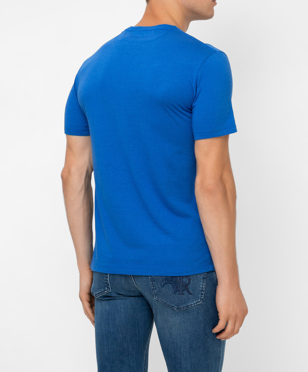 Stefano Ricci Синя футболка з вишивкою логотипу MNH1401350803 зображення 4