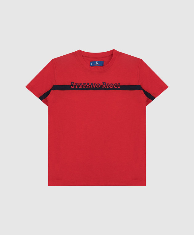 Stefano Ricci Детская красная футболка с вышивкой логотипа YNH0200270803