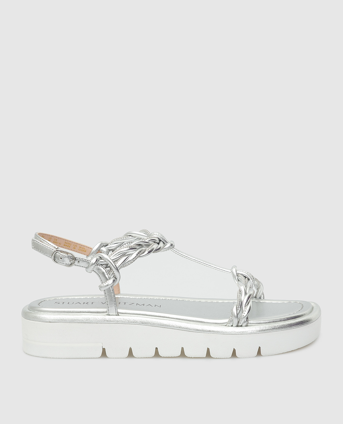 

Кожаные сандалии "Calypso Lift" с плетеными ремешками Stuart Weitzman, Серебристый, Сандалии