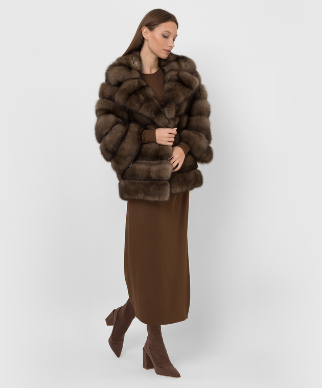 Rindi Коричневая шуба из меха соболя 506ZB018TORTORA изображение 2