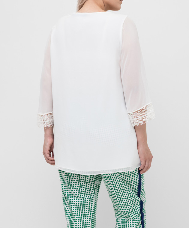 Marina Rinaldi Світло-бежева блуза з шовку FOULARD зображення 4