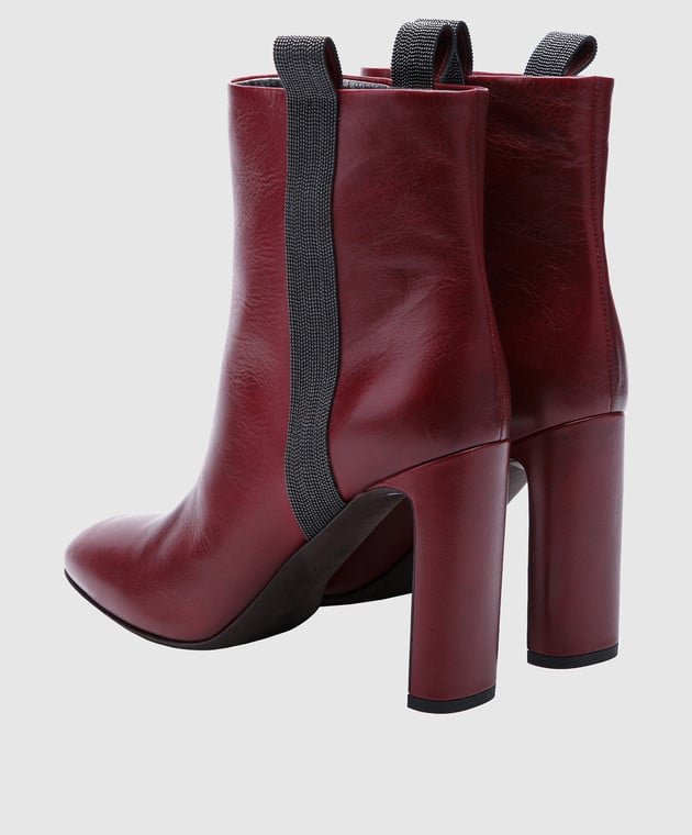 Brunello Cucinelli - Burgundy leather ankle boots MZSEC1365 buy at Symbol