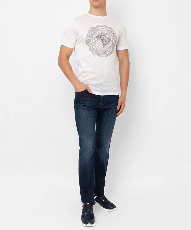Stefano Ricci Біла футболка з накладкою емблеми логотипу MNH1401330TE0001 зображення 2