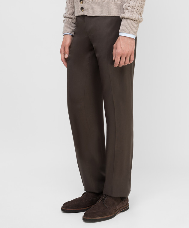 Castello d'Oro Темно-коричневые брюки из шерсти 80615A изображение 3