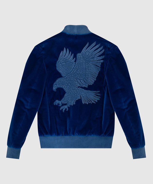 Stefano Ricci Детская синяя велюровая куртка с эмблемой YDJ7400020CT800 изображение 2