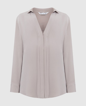 Loro Piana Серая шелковая блуза с защипами F1FAF8136