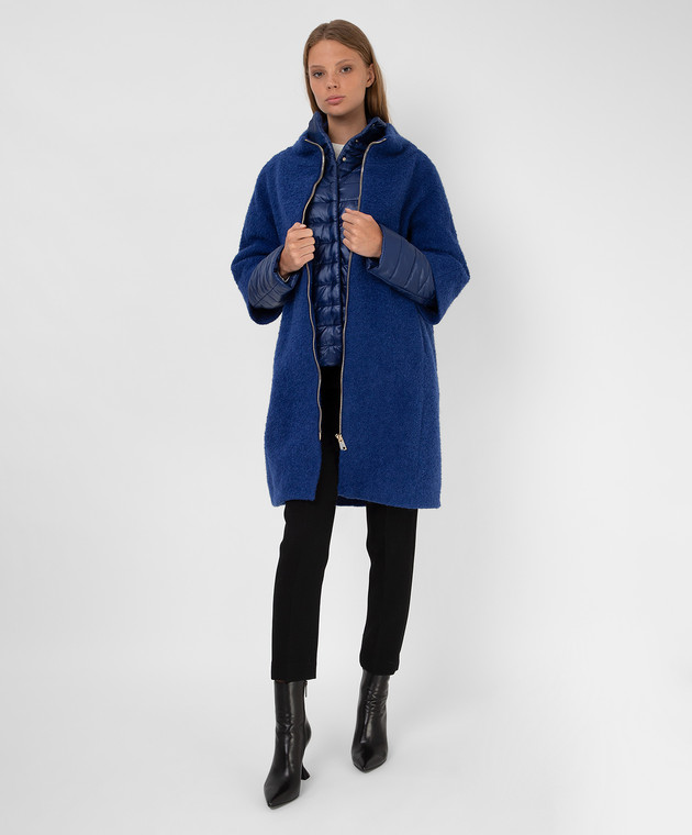 Herno Синее комбинированное  пальто CA0377D33159 изображение 2