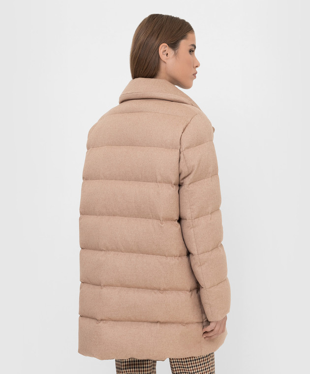 Herno Бежевое пуховое пальто из шелка и кашемира PI1377D38087 изображение 4