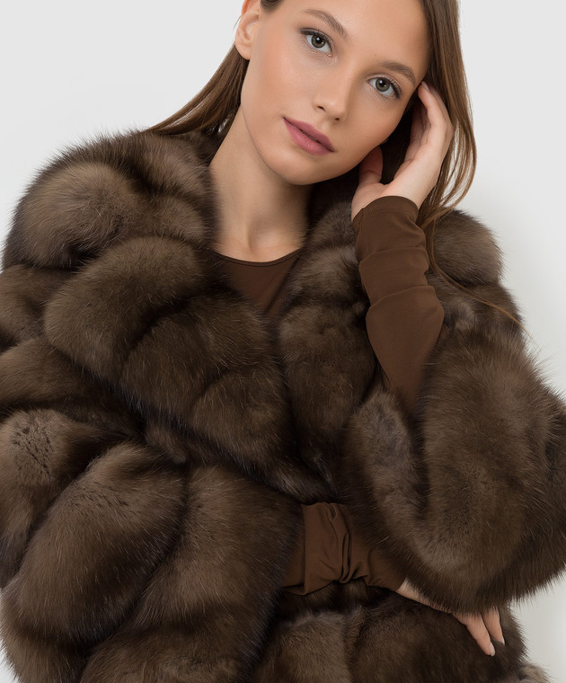 Rindi Коричневая шуба из меха соболя 506ZB018TORTORA изображение 5