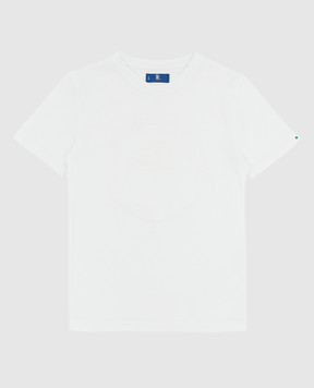 Stefano Ricci Детская белая футболка с вышивкой эмблемы YNH8400010803