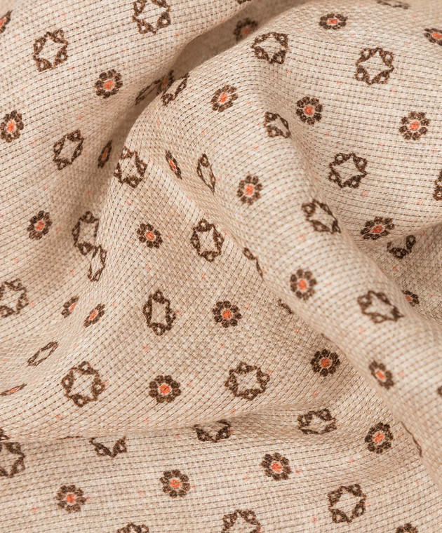 Brunello Cucinelli Светло-бежевый льняной платок в узор MQ8490091 изображение 5