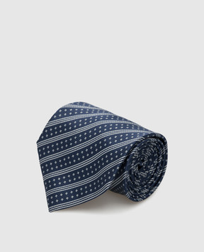 Stefano Ricci Темно-синий шелковый галстук в полоску CH37027