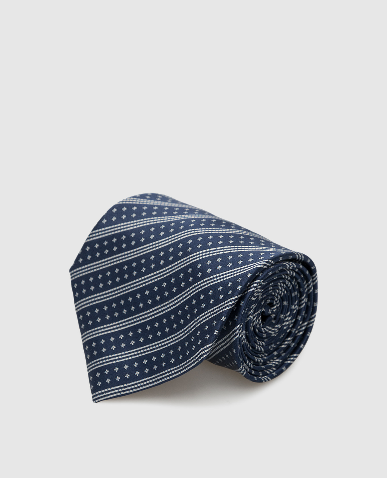 Темно-синий шелковый галстук в полоску