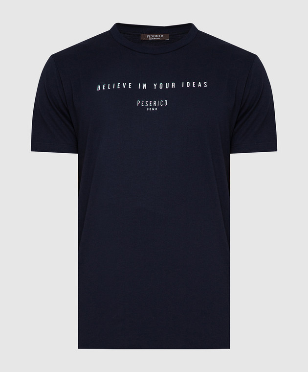 Peserico Темно-синя футболка з принтом R55000J0Q700069