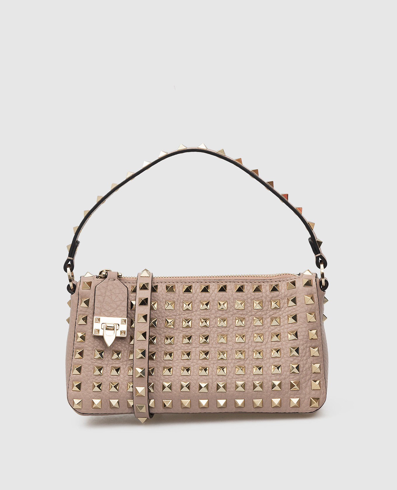 

Темно-бежевая кожаная сумка-мини Rockstud Valentino, Бежевый, Сумки