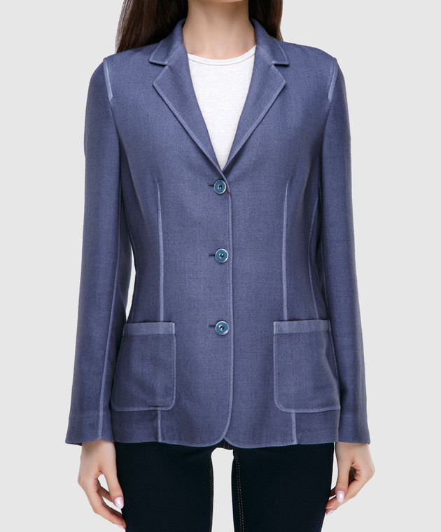COLOMBO Blue cashmere and silk jacket GI00049 image 3