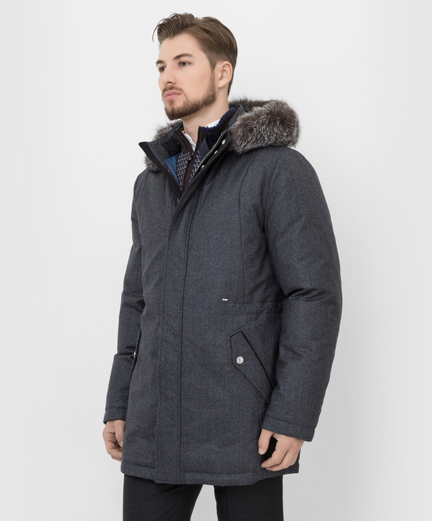 Stefano Ricci Пуховая парка из шерсти и кашемира с мехом MDJ1400070WC001I изображение 3