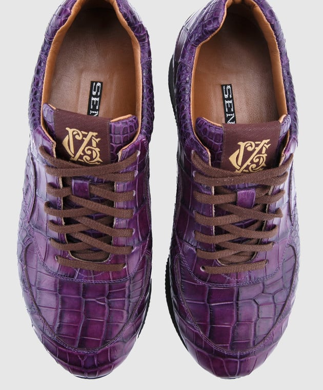 IGOR SENIN Фиолетовые кроссовки ручной работы из кожи крокодила CROCO изображение 4