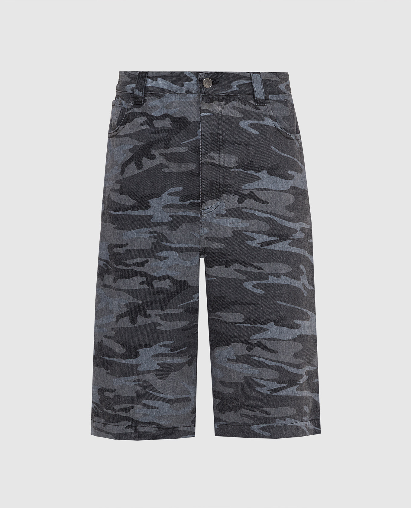 

Джинсовые шорты с камуфляжным принтом, Серый, Шорты
