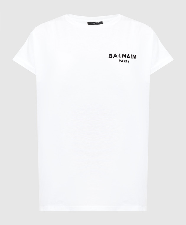 Balmain Белая футболка с логотипом XF1EF010BB01