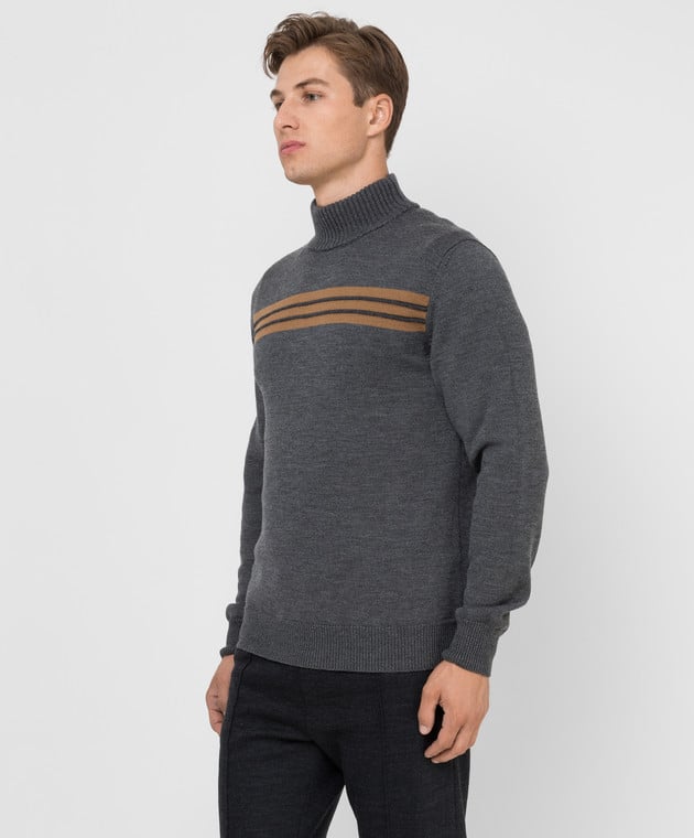 Peserico Серый свитер из шерсти с контрастным узором R59027F079770B изображение 3