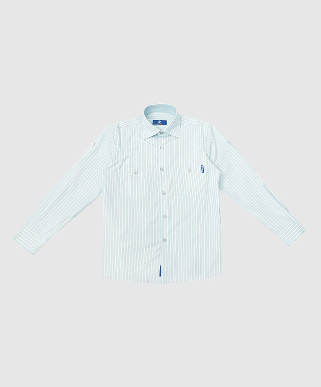 Stefano Ricci Детская светло-бирюзовая рубашка в полоску YC002678LJ1653