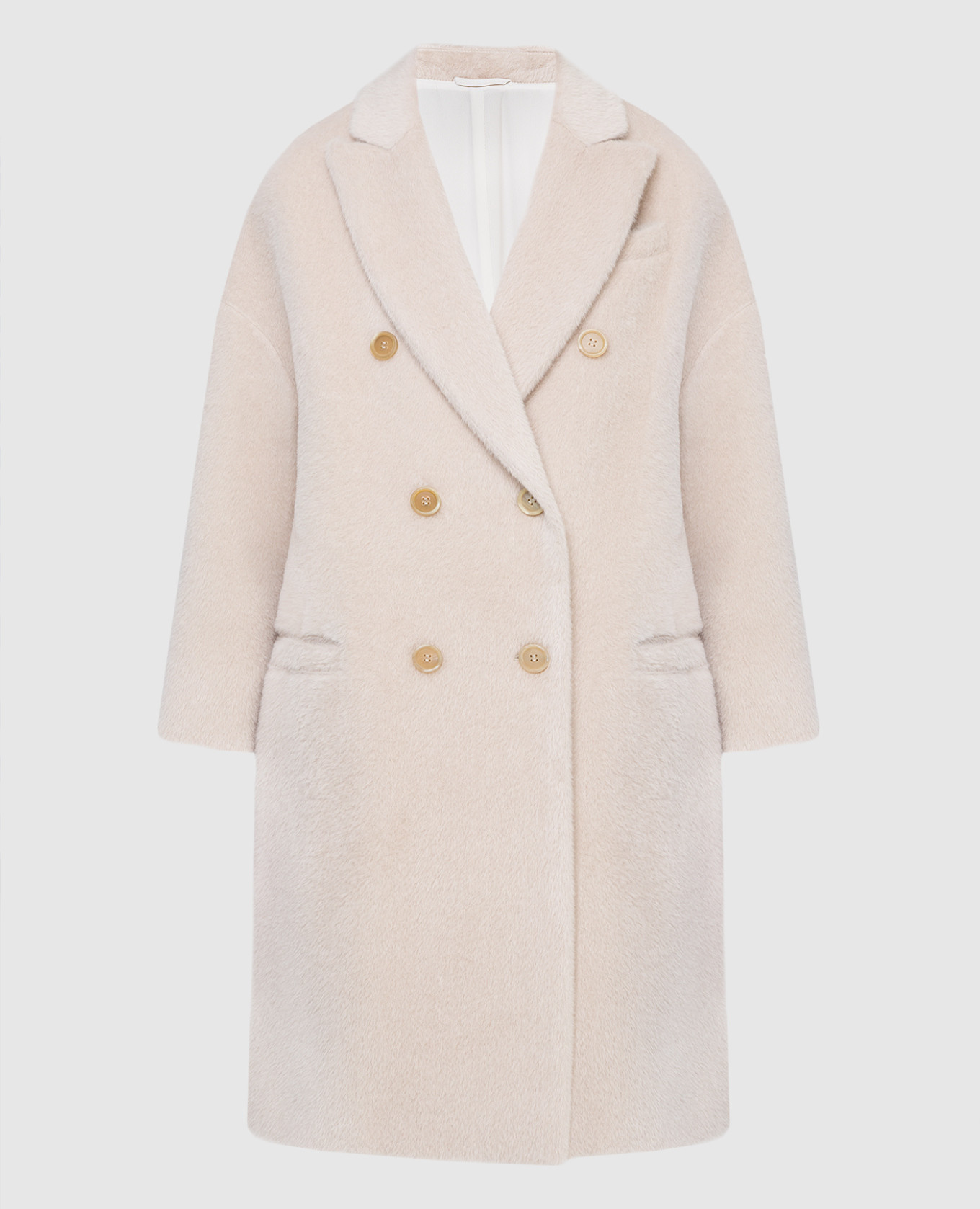 

Светло-бежевое пальто из альпаки и шерсти Brunello Cucinelli, Светло-бежевый, Пальто