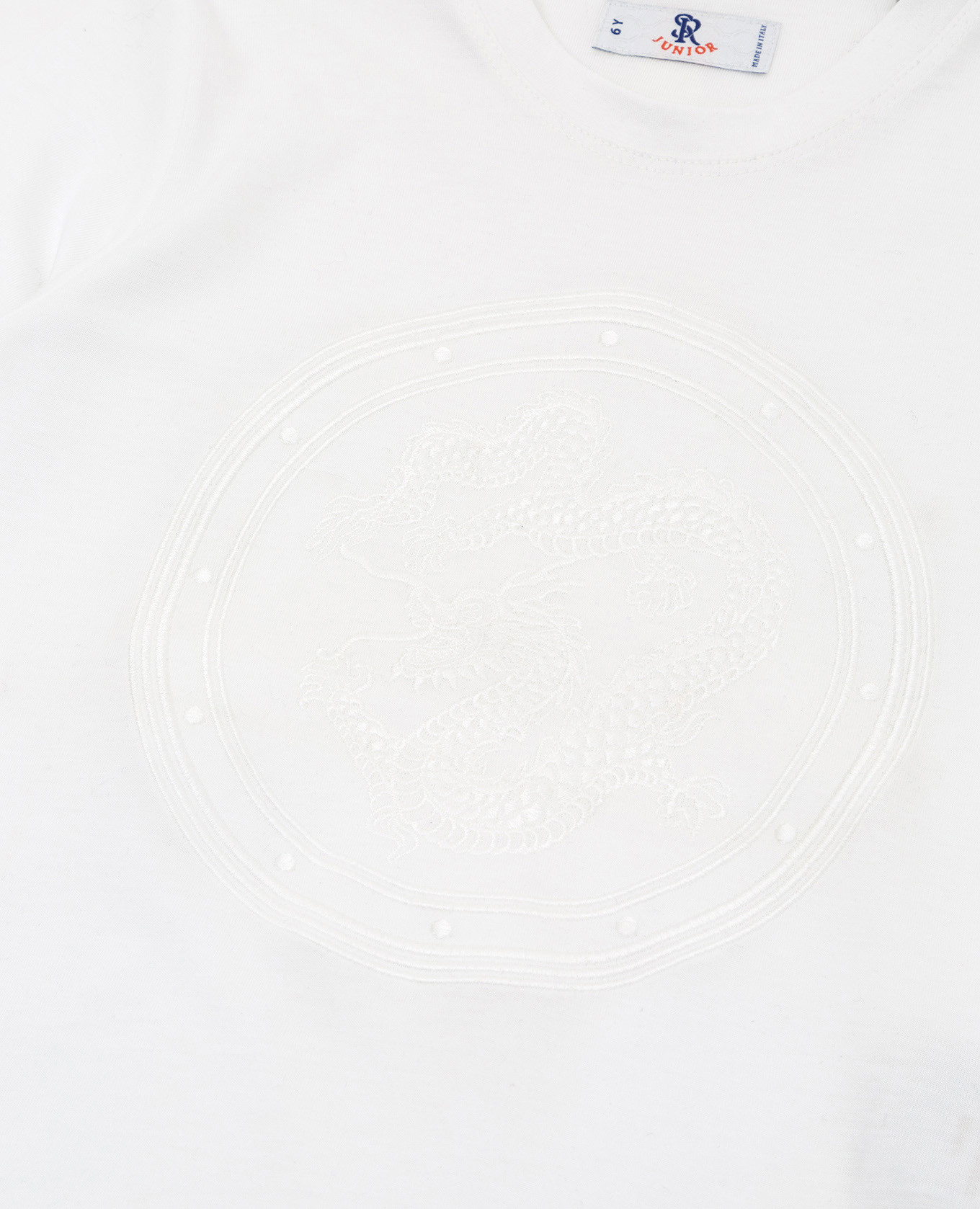 Stefano Ricci Детская белая футболка с вышивкой YNH9200050803 изображение 3