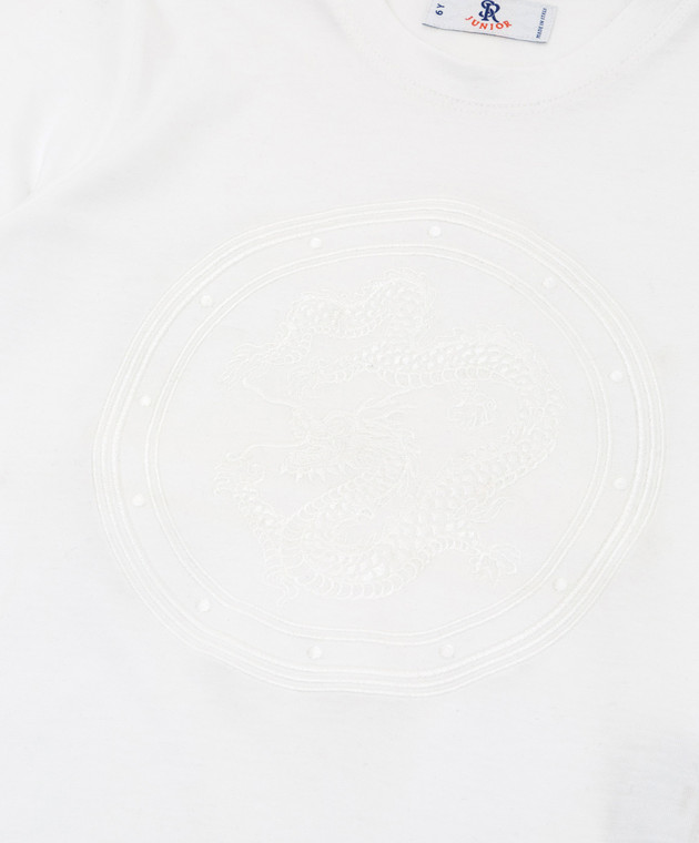 Stefano Ricci Детская белая футболка с вышивкой YNH9200050803 изображение 3