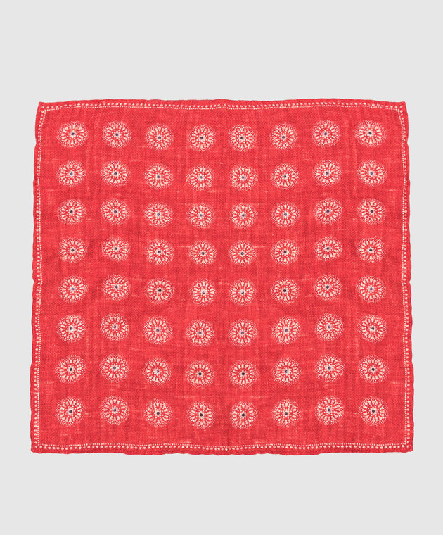Brunello Cucinelli Red linen scarf in a pattern MQ8500091