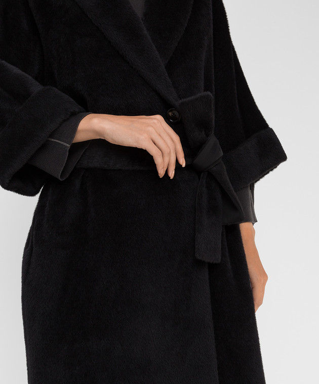 Peserico Черное пальто из альпаки и шерсти S20051A03195 изображение 5