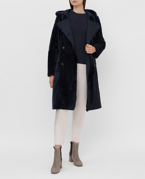 Brunello Cucinelli Синяя дубленка MPMRA9379