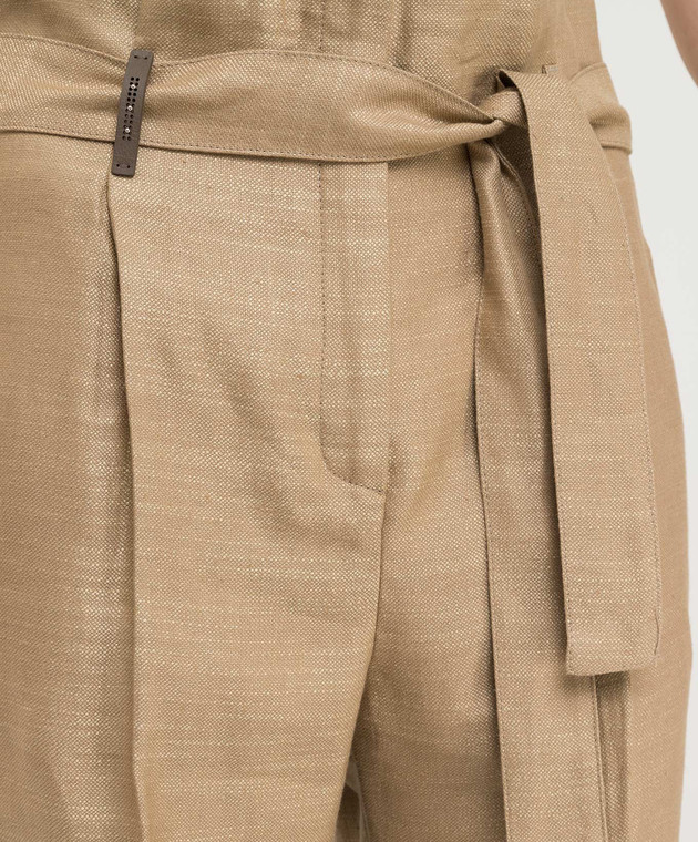 Peserico Бежевые брюки из льна и шелка P04401A02125 изображение 5