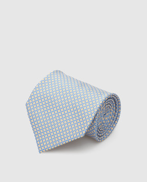 Stefano Ricci Голубой шелковый галстук в узор CH31051