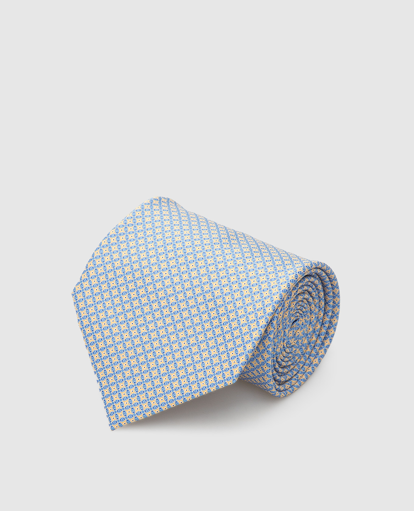 Голубой шелковый галстук в узор