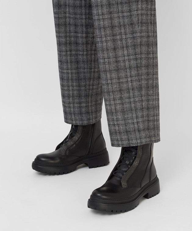 Brunello Cucinelli Кожаные ботинки с цепочками из эколатуни MZBSG2009P изображение 2