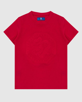 Stefano Ricci Детская красная футболка с вышивкой YNH7200050803