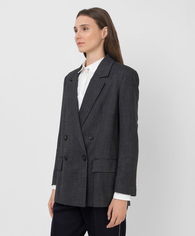 Peserico Charcoal wool double-breasted jacket S0189702581 image 3