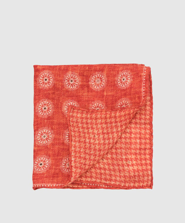 Brunello Cucinelli Терракотовый льняной платок в узор MQ8500091 изображение 4