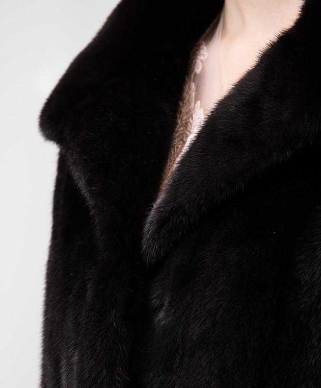 Real Furs House Чорне хутряне пальто TB5253842 зображення 5