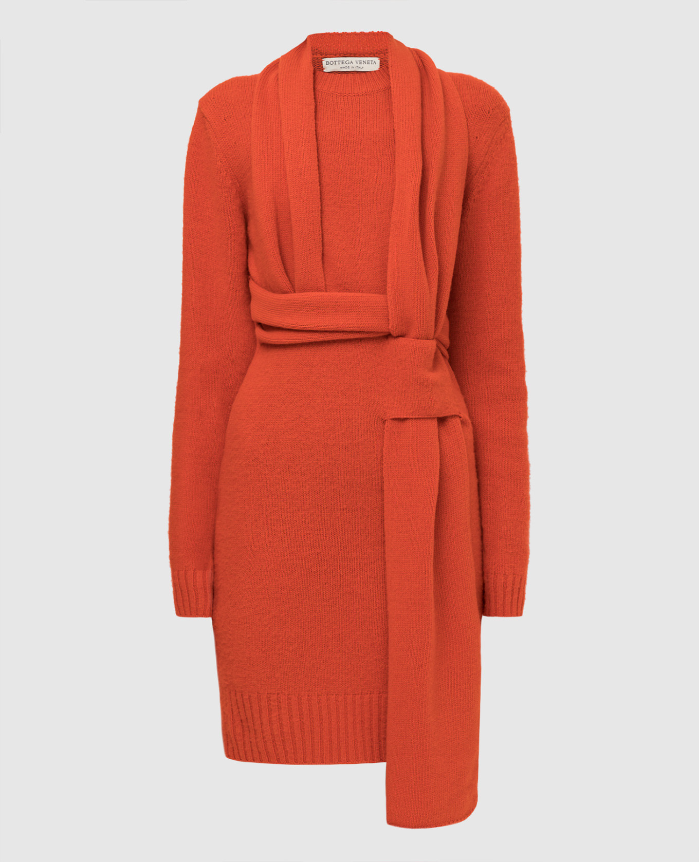 Оранжевое платье из шерсти Bottega Veneta