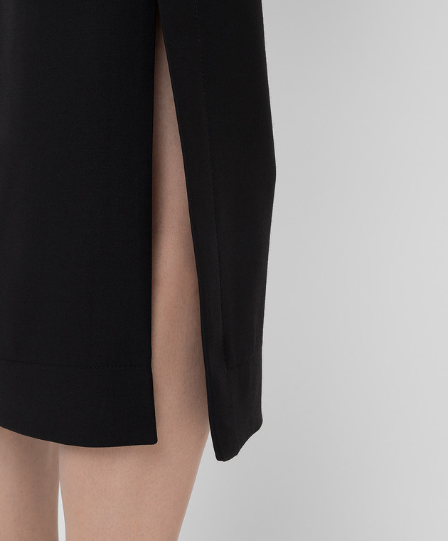 Valentino Черная юбка из шерсти и шелка UB3RA6B51CF изображение 5