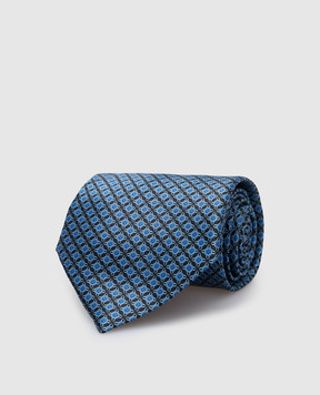 Stefano Ricci Темно-синий шелковый галстук в узор CH43027