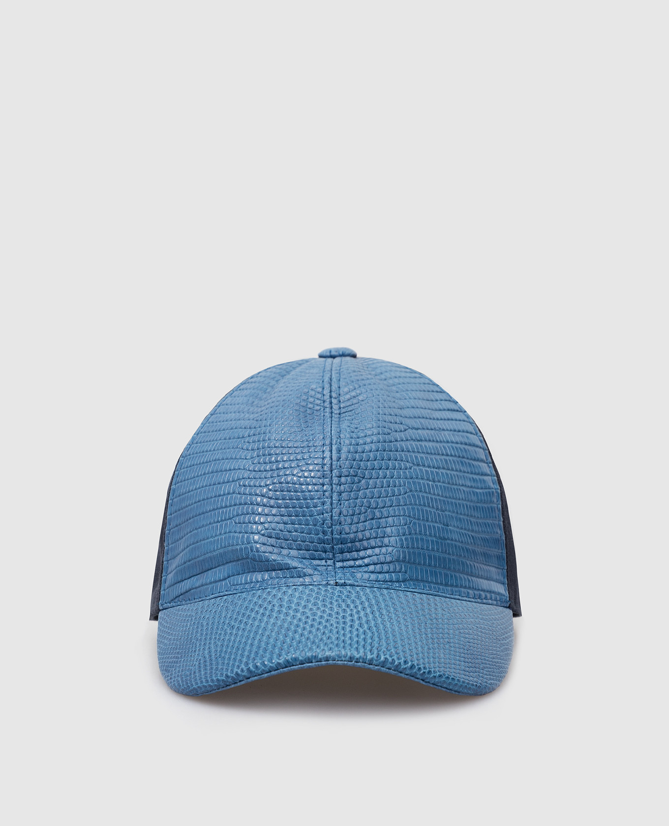 Children's dark blue cap with leather inserts