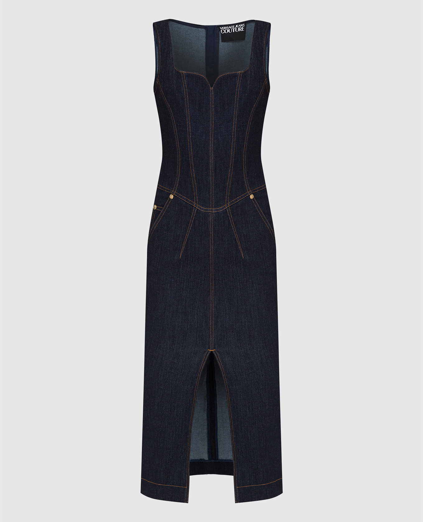 

Джинсовый сарафан с разрезом Versace Jeans Couture, Тёмно-синий, Пляжные туники и сарафаны